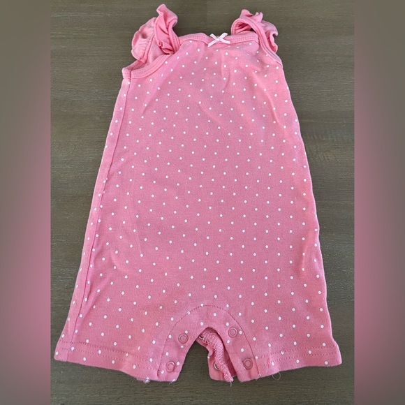 HB Set of 3 Ruffle Sleeve Short Rompers 0-3M-Pink Bonjour, Bulldog Bonjour, Dots - Picture 6 of 8